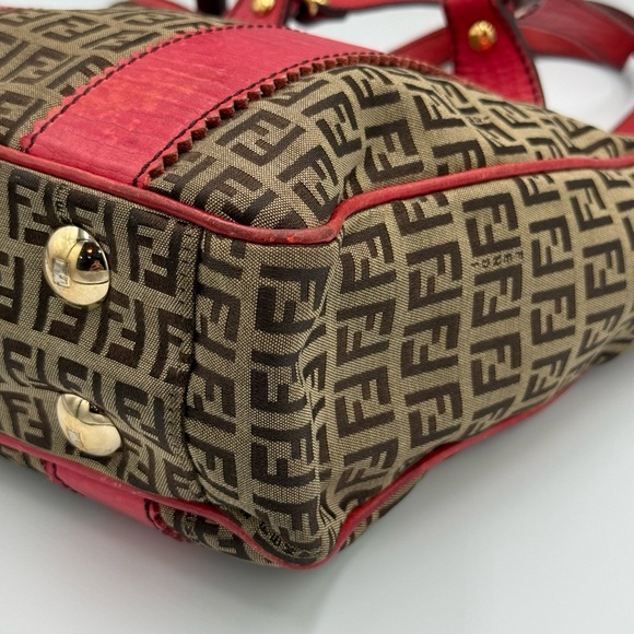 Fendi Red and Brown Monogram Tote - Picture 8 of 16